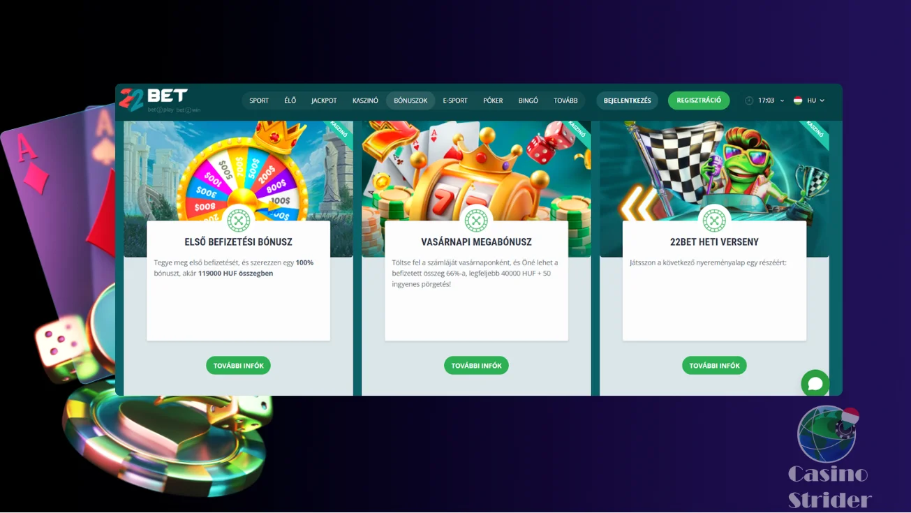 22Bet Casino bonusz