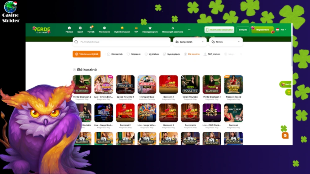 Élő kaszinó Verde Casino-ban