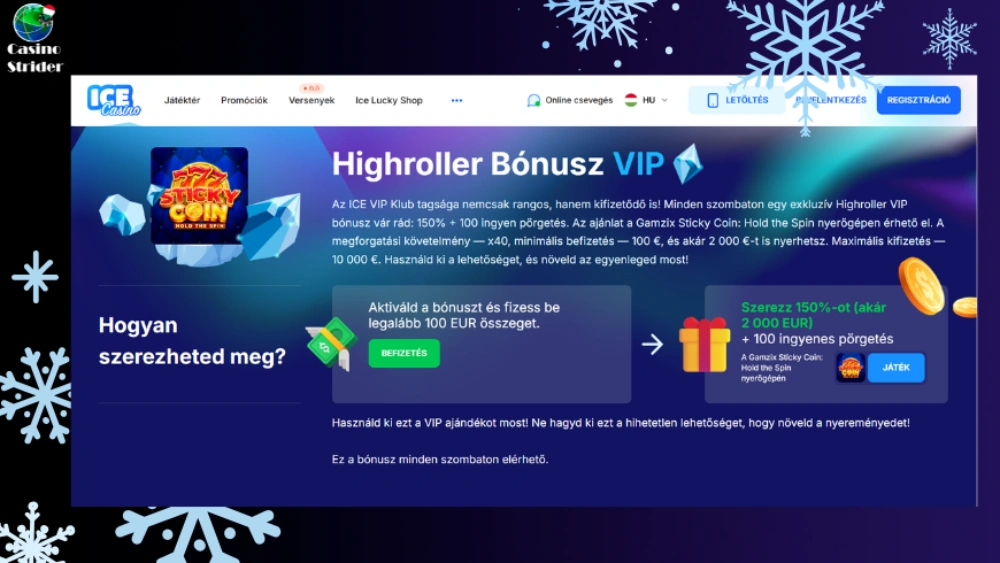 Ice Casino promóciós kódok és bónuszok