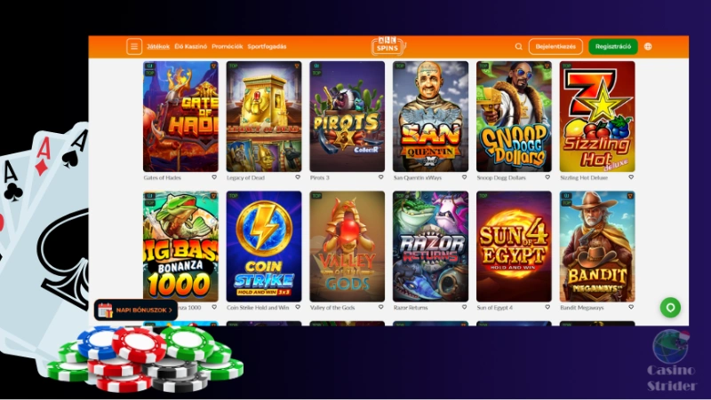 Népszerű Kaszinójátékok és Szolgáltatók az Allspinsnél