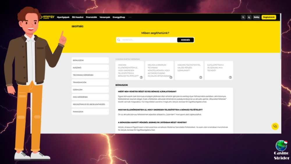 Ügyfélszolgálat az Energy Casino-ban