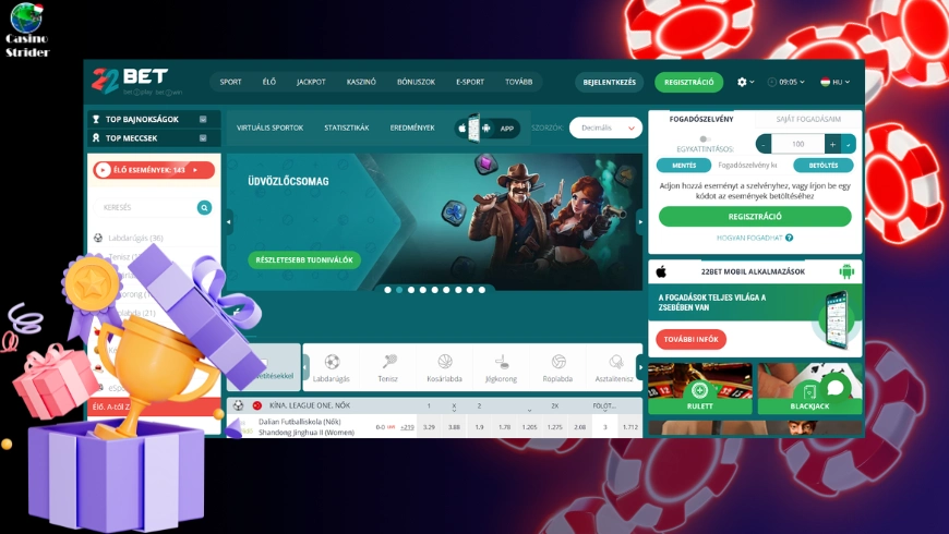 22bet bónuszok