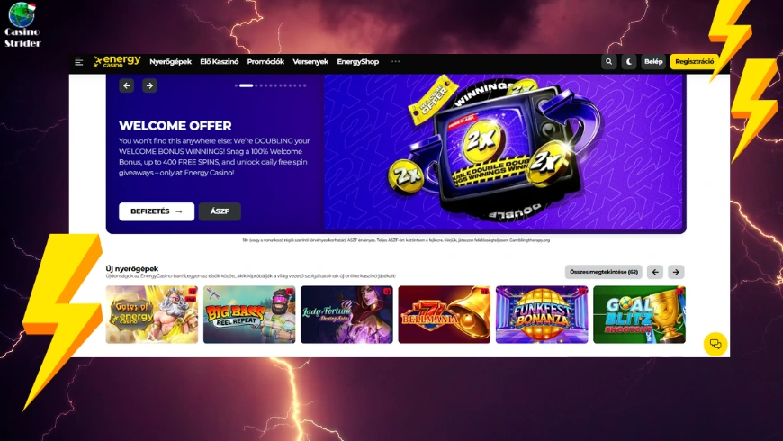 Energycasino 400 ingyenes forgatás