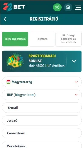 Fiók létrehozása.