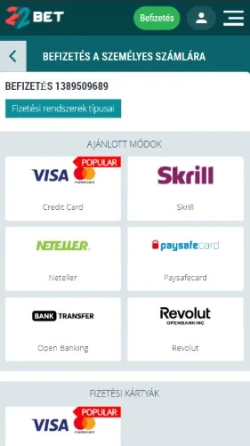 Fizetési mód választás