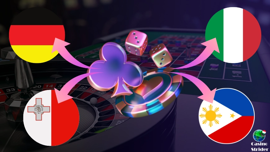 A külföldi kaszinók számára leggyakrabban választott országok