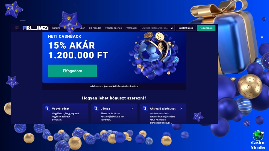 Heti Cashback Bónusz 15%