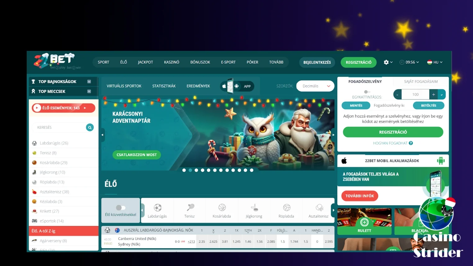 Online kripto kaszinók Magyarország 22Bet Casino