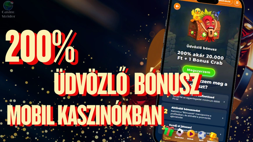 200% üdvözlő bónusz mobil kaszinókban