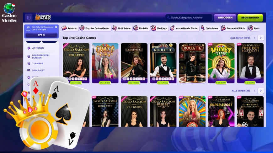 Élő osztós kaszinójátékok spinbara