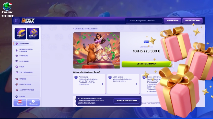 Spinbara Casino Cashback Bónusz