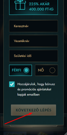 Személyes adatok kitöltése 1