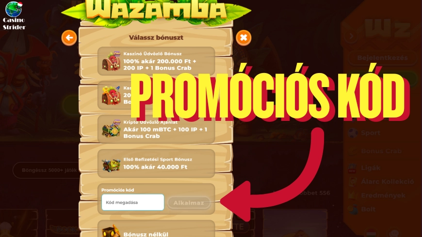 Wazamba Kaszinó Promóciós Kód