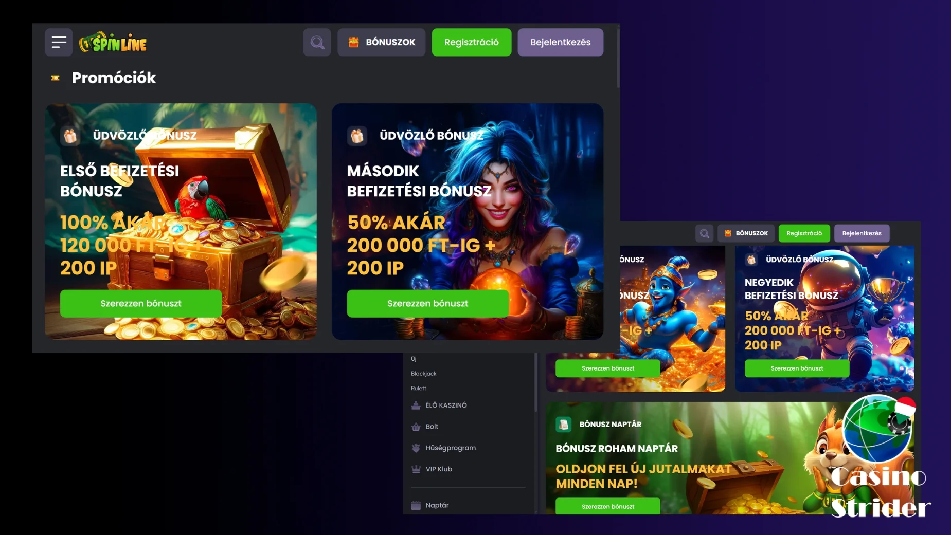 Spinline casino Bónusz ajánlatok és Promóciók